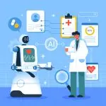 Doctor using AI scribing software to create accurate SOAP notes during patient consultation